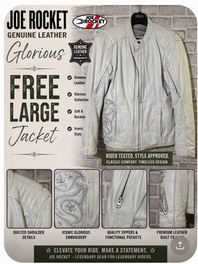 Joe Rocket Glorious & Free Genuine Leather Motorcycle Jacket, large